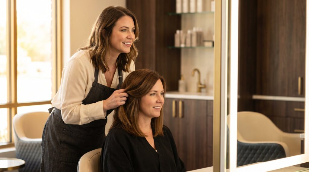 Salon receipt showing increased service ticket with add-on treatments