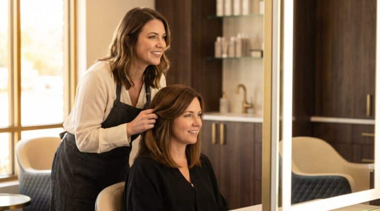Salon receipt showing increased service ticket with add-on treatments
